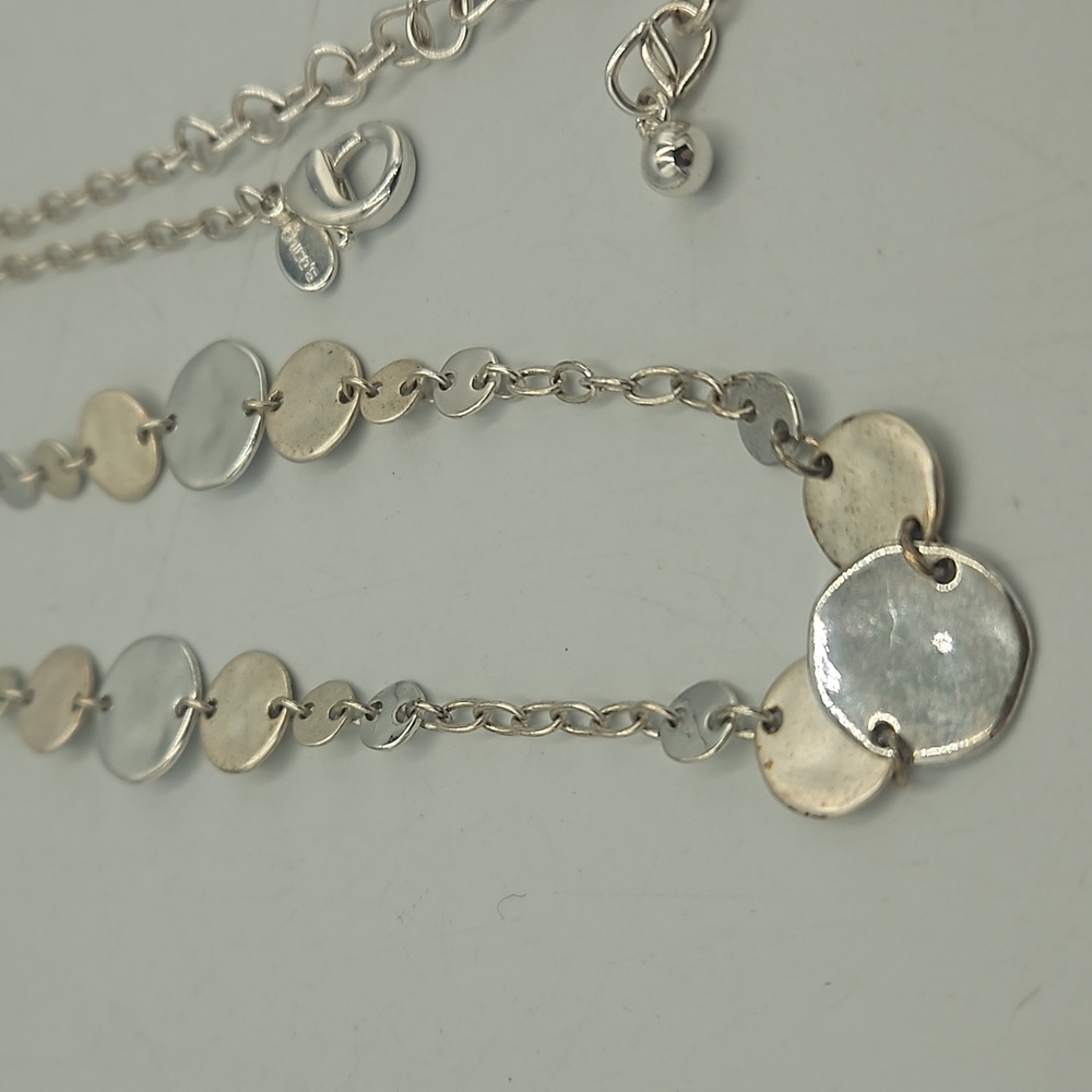 Chico's Silver Disc Chain Link Necklace - Picture 2 of 4